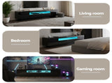 Artiss TV Unit Entertainment Unit Storage Drawer RGB LED 180cm Black FURNI-Q-LED-TV180-2D-BK-AB