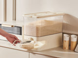 Regular Gray Smart Kitchen Rice Dispenser - Automatic Press-Style Rice Storage Bin V888-ELOSUNG18342