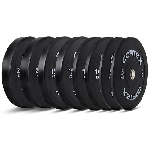 CORTEX 100kg Black Series V3 Rubber Olympic Bumper Plate Set B V420-CSWP-OBPV3ST-B