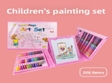 Blue 208-Piece Kids Art Set with Built-in Trifold Easel Drawing and Painting Kit for Students with V888-ELOSUNG43179