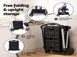 Artiss Shopping Trolley with Wheels 2 Layer w/2 Crates Foldable Trolley Black SHOPC-JY-2B-BK