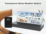 Weather Station Wireless Indoor Outdoor with Sensors Transparent Glass Color Display Digital Weather V1294-YM0901-HS7039