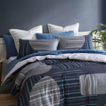 Logan & Mason Statham Navy 250TC 100% Cotton Sateen Quilt Cover Set King V442-LED-QUILTCS-STATHAM-NAVY-KI