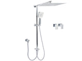 Double Square Shower Head 12" Rain Rose 3 Modes Handheld Diverter Rail Arm Taps Set V1233-HS002M4CSC842KSS112CPF0272A