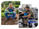 Gardeon Garden Cart Seat Rolling Stool 360 Swivel Height Adjustable Heavy Duty Blue GCT-4W-BL