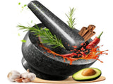Granite Mortar and Pestle Set, 480ml Heavy Duty Stone Grinder Bowl with 15.5cm Pestle, Dark Grey, V1181-HI021