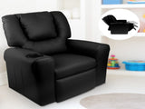 Keezi Kids Recliner Chair PU Leather Sofa Lounge Couch Children Armchair Black KID-RECLINER-BK