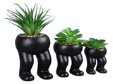 3PCS Artificial Succulent Plants in Ceramic Pots Modern Cute Human Shaped Decorative Fake Succulents V1294-YM0901-3115240022311