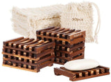 40PCS Soap Holder Set, 10 Wood Soap Dishes with Clear Moisture-Resistant Coating and 30 Cotton Linen V1369-AZ3-W-08735