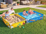 Bestway 2-in-1 Kids Pool and Sandpit Set 122cm/90cm Metal Frame Yellow Blue BW-POOL-KID-SQ-561CF
