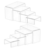 8 Pcs 2 Set Small Acrylic Risers, Thick Clear Acrylic Display Stand, Rectangular Desktop Showcase V1369-AZ3-W-11355