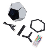 LED Dodecahedron Light USB Powered Music Sync Color Changing Colorful Ambient Lamp with Stand for V1294-YM0901-3119240061311