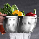 SOGA 2X Stainless Steel Nesting Basin Colander Perforated Kitchen Sink Washing Bowl Metal Basket BOWL607X2