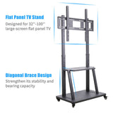 Rolling TV Stand 32-100 w/ Adjustable Mount & 2-Tier Shelf V178-66764