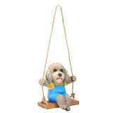 Swing Animal Hanging Teddy Dog Cartoon Garden Decoration Pendant Style Resin Statue CraftsGray V1294-YM0901-3111210157612