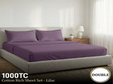 1000 Thread Count Cotton Rich Double Bed Sheet Set 4 Piece, Soft Feel Microfibre Blend, Solid C CVC-10DBL-LIL