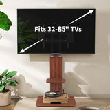 32"-65" Tv Floor Stand Adjustable Corner Tv Mount Bracket With Sturdy Wood Base V767-U-718-BK-V1