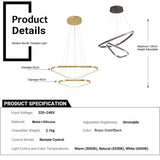 BAMDECOR AD2583 Modern Triangular LED Chandelier V255-BAM-AD2583-2R-0406-GOLD