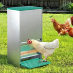 Giantz Automatic Chicken Feeder Port Coop Chick Poultry Treadle Self Opening FIK-FEEDER-STEEL-30L-GR