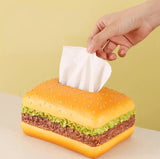 Square Creative Burger Tissue Box - Fun American-Style Cartoon Paper Towel Holder for Home Dcor and V888-ELOSUNG13608