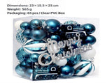 65-Piece Christmas Tree Ornament Set with Painted Balls, Train, Pinecone, Star and Merry Christmas V1341-ZY-H3QLKW2R-SILVER