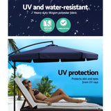 Instahut 3m Outdoor Umbrella w/Base Cantilever Garden Patio Beach Navy UMB-BAN-F-50-48-NA
