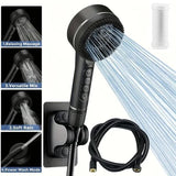 High Pressure Shower Head with 1.5 m Hose and Bracket, Piano Key Spray Control, Durable ABS Plastic, V1189-LC-LY-00102