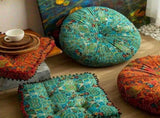 Bohemian Thick Cushion Ethnic print with ruffled center, 100% polyester soft and resilient, V1232-YXDD-001
