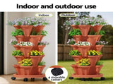 Green Fingers Raised Garden Bed 5 Tier Vertical Garden Brick Red Strawberry Stackable Planters Herbs GARDEN-PLASTIC-25L-BR