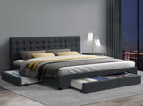 Artiss Bed Frame King Size with 4 Drawers Charcoal AVIO BFRAME-F-AVIO-K-CHA-ABC