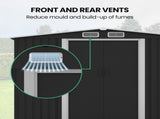 PlantCraft Galvanised Steel Garden Shed 2.58 x 3.13 x 2.02m, with 2 Sliding Doors, 4 Air Vents, V219-GSDSTLPC80GA