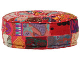 Patchwork Pouffe Round Cotton Handmade 40x20 Cm Red 43_246571
