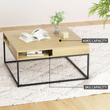 Artiss Coffee Table Storage Shelf Metal Frame FURNI-G-COF-01-WDBK