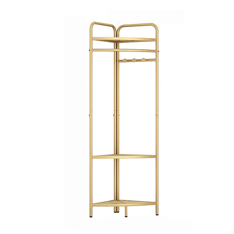 Corner Gold Clothing Rack Stylish Clothes Storage Stand for Bedroom & Wardrobe V63-921081