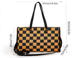 Yellow and black checkered tote bag Go shopping/to work/on a trip, wear it in different styles V1106-HEBB-002