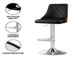 Artiss 4X Bar Stool Wood Swivel Adjustable Kitchen Counter Stool Leather Black BA-TW-T4061-BKX4