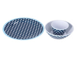 3 Piece Set of Salad Tableware Fruit Snack Plate Bowl and Cup Set Salad TablewareDark Blue Dots V1294-YM0523-3118210289911