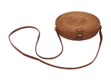 Handwoven Round Rattan Bag Tropical Beach Style Woven Shoulder Rattan Bag with Leather Strap 20cm V1294-YM0706-3117230158011