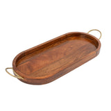 Handcrafted Mango Wood Oval Tray W Handles 17cm V637-59085TRA