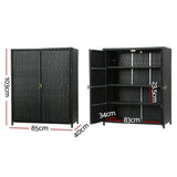 Gardeon Outdoor Storage Cabinet Box Garage Wicker Shelf Chest Garden Shed Tools OSB-CABI-RATTAN-BK