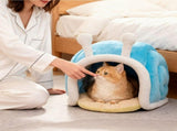 Snail Shape Enclosed Cat Bed Cave, Warm Cozy Hideaway Nest For Indoor Cats Kittens Small Dogs Winter V1369-AZ3-W-15153