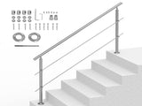 Handrails for Outdoor Steps, 70.9in Length 2 Crossbars Stair Hand Rail Kit, Transitional Stainless V952-BXGSLZFS180CXMYZKV0