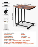 VEVOR C Table, C Shaped Sofa Side Table with Metal Frame Rolling Casters, Portable C Shaped End V952-CZ1JT1CBHB208HKNP001V0