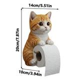 Cat Paper Holder - Funny 3D Resin Cat Toilet Paper Roll Holder, Wall Mount Bathroom Tissue Roll V1369-AZ3-W-10071