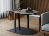 Luxury C Shaped End Table Small Accent Table Faux Leather Top With Storage Bag V767-CJ-X119