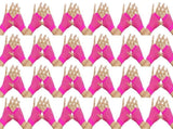 24 Pair Fishnet Gloves Fingerless Wrist Length 70s 80s Costume Party - Hot Pink V563-24PCS-18510-HOTPINK