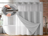 No Hook Shower Curtain with Sheer Window and Inner Liner, Waffle Weave Fabric, Waterproof Washable V1237-ZY00B0GGBLFSXV