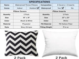 18" x 18" Throw with Inserts, Pack of 2 Outdoor Waterproof Striped Pillow, Square Decorative V1258-DP02-C-3209