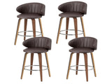 4x Artiss Bar Stools Dining Chairs Contoured Leather Wood Stool BA-TW-8186-BRX4
