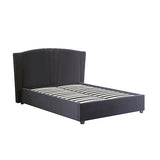 Roman Bed Frame Double Size Black Velvet Fabric with Gas Lift plywood metal structure V43-BED-RMN-DBL